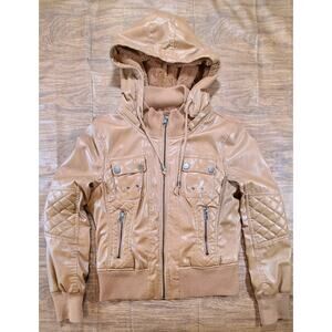 CI SONO by Cavalini Women’s Carmel Brown Full Zip Faux Leather Jacket Size Large